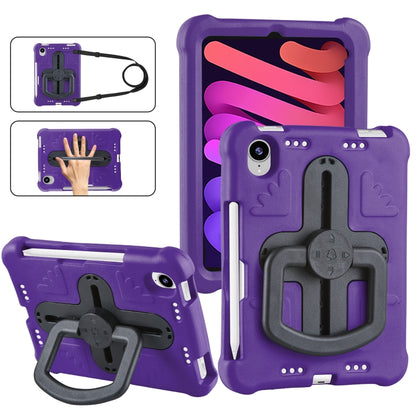 For iPad mini 6 2021 / mini 2024 Shield 360 Rotation Handle EVA Shockproof PC Tablet Case(Purple Black) by bashfashion