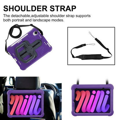 For iPad mini 6 2021 / mini 2024 Shield 360 Rotation Handle EVA Shockproof PC Tablet Case(Purple Black) by bashfashion