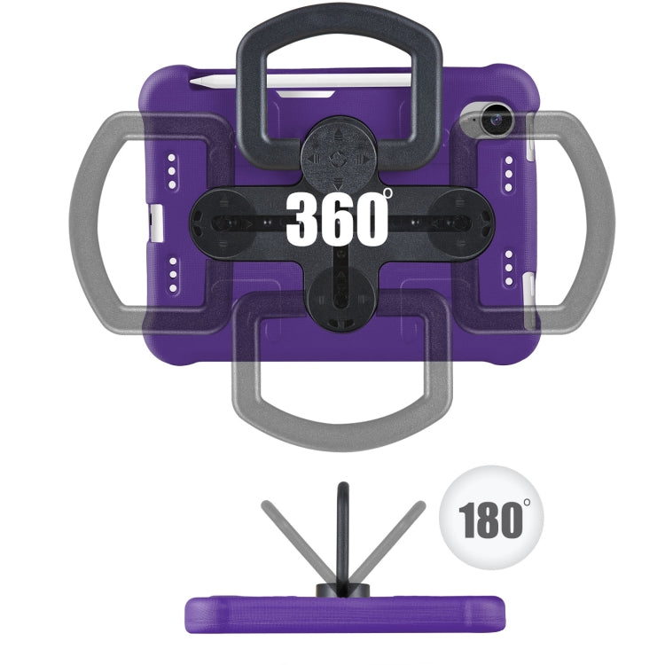 For iPad mini 6 2021 / mini 2024 Shield 360 Rotation Handle EVA Shockproof PC Tablet Case(Purple Black) by bashfashion