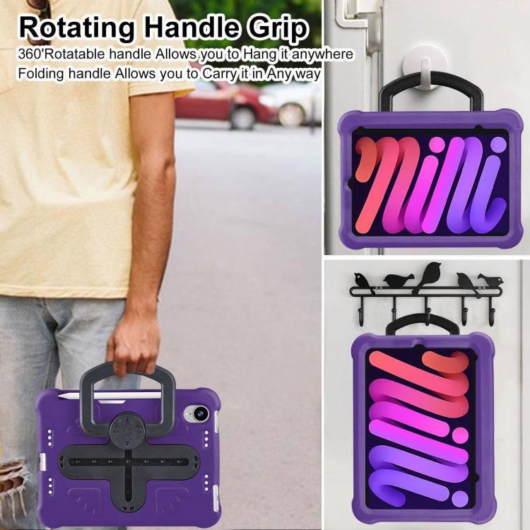For iPad mini 6 2021 / mini 2024 Shield 360 Rotation Handle EVA Shockproof PC Tablet Case(Purple Black) by bashfashion
