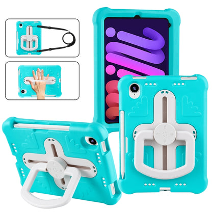 For iPad mini 6 2021 / mini 2024 Shield 360 Rotation Handle EVA Shockproof PC Tablet Case(Mint Green Beige) by bashfashion