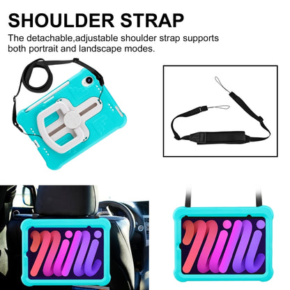 For iPad mini 6 2021 / mini 2024 Shield 360 Rotation Handle EVA Shockproof PC Tablet Case(Mint Green Beige) by bashfashion