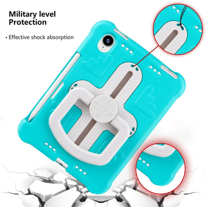 For iPad mini 6 2021 / mini 2024 Shield 360 Rotation Handle EVA Shockproof PC Tablet Case(Mint Green Beige) by bashfashion