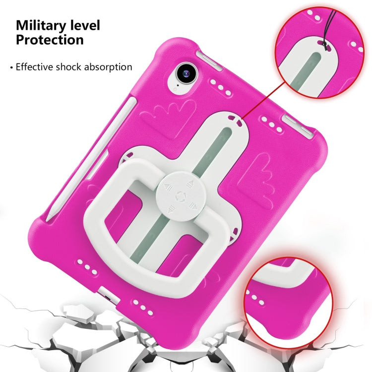 For iPad mini 6 2021 / mini 2024 Shield 360 Rotation Handle EVA Shockproof PC Tablet Case(Rose Red Beige) by bashfashion
