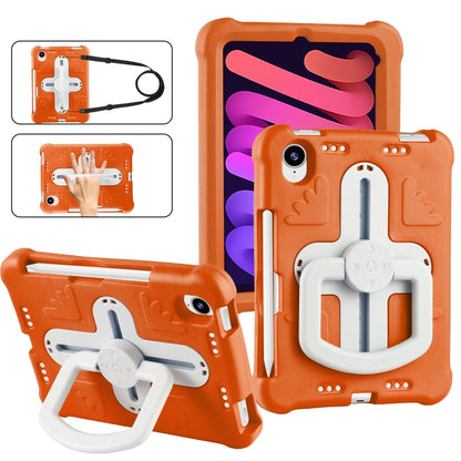 For iPad mini 6 2021 / mini 2024 Shield 360 Rotation Handle EVA Shockproof PC Tablet Case(Orange Beige) by bashfashion