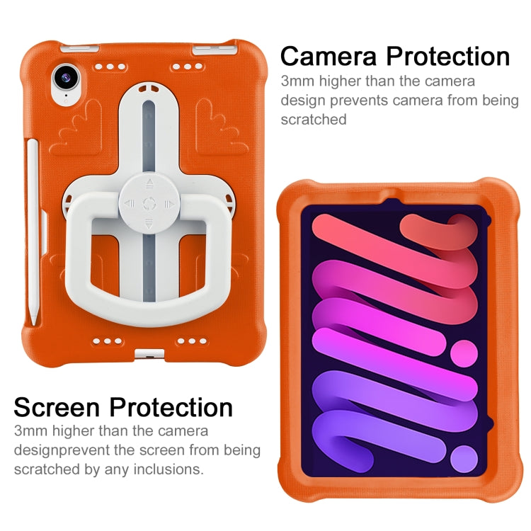 For iPad mini 6 2021 / mini 2024 Shield 360 Rotation Handle EVA Shockproof PC Tablet Case(Orange Beige) by bashfashion