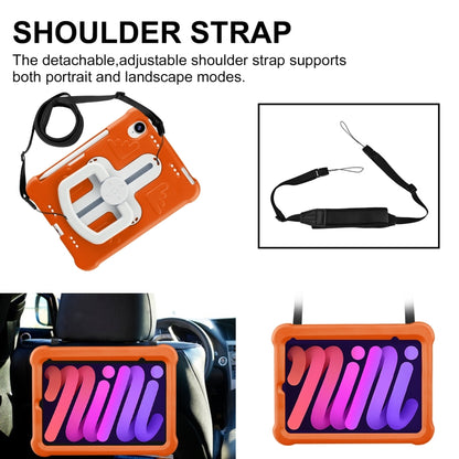 For iPad mini 6 2021 / mini 2024 Shield 360 Rotation Handle EVA Shockproof PC Tablet Case(Orange Beige) by bashfashion