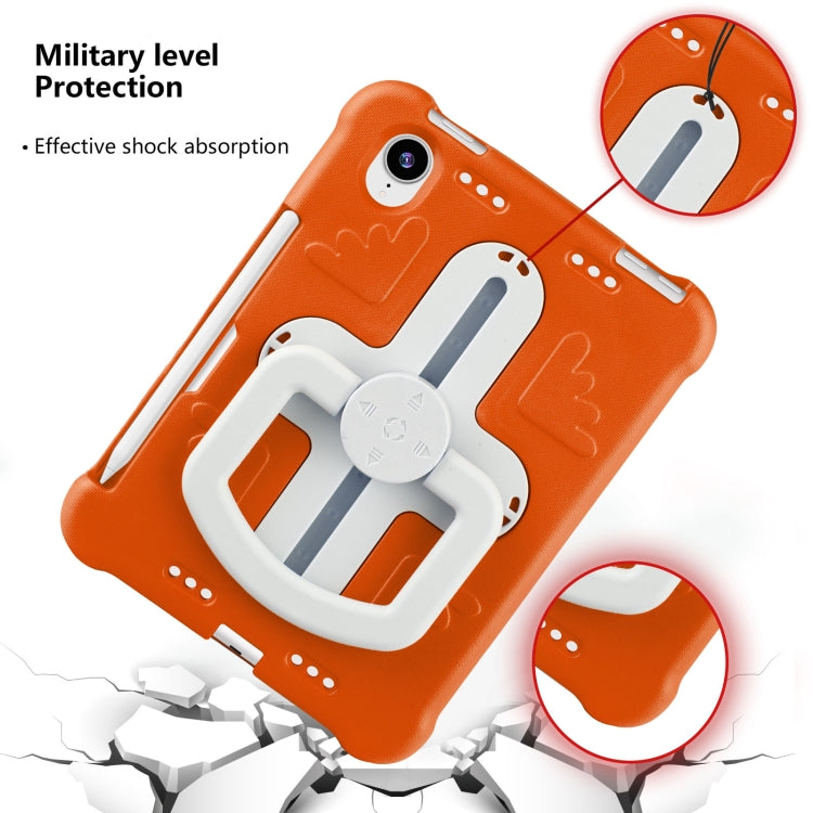 For iPad mini 6 2021 / mini 2024 Shield 360 Rotation Handle EVA Shockproof PC Tablet Case(Orange Beige) by bashfashion