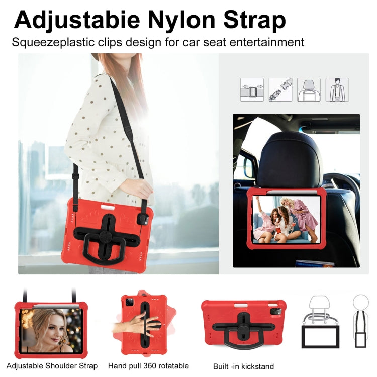 For iPad Pro 11 2025 / 2024 Shield 360 Rotation Handle EVA Shockproof PC Tablet Case(Red Black) by bashfashion