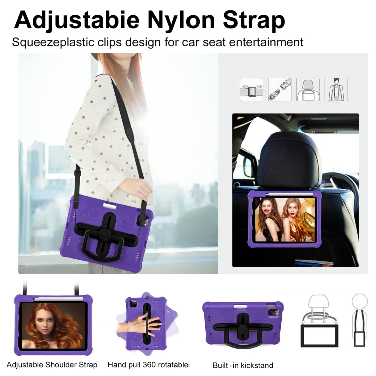 For iPad Pro 11 2025 / 2024 Shield 360 Rotation Handle EVA Shockproof PC Tablet Case(Purple Black) by bashfashion