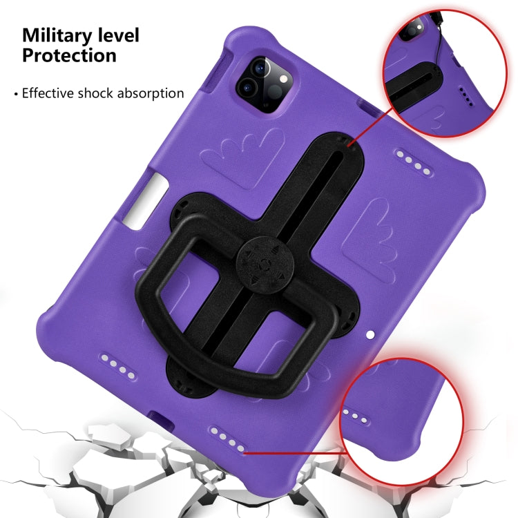 For iPad Pro 11 2025 / 2024 Shield 360 Rotation Handle EVA Shockproof PC Tablet Case(Purple Black) by bashfashion
