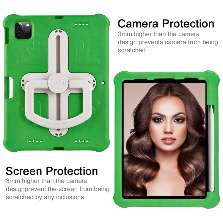 For iPad Pro 11 2025 / 2024 Shield 360 Rotation Handle EVA Shockproof PC Tablet Case(Green Beige) by bashfashion