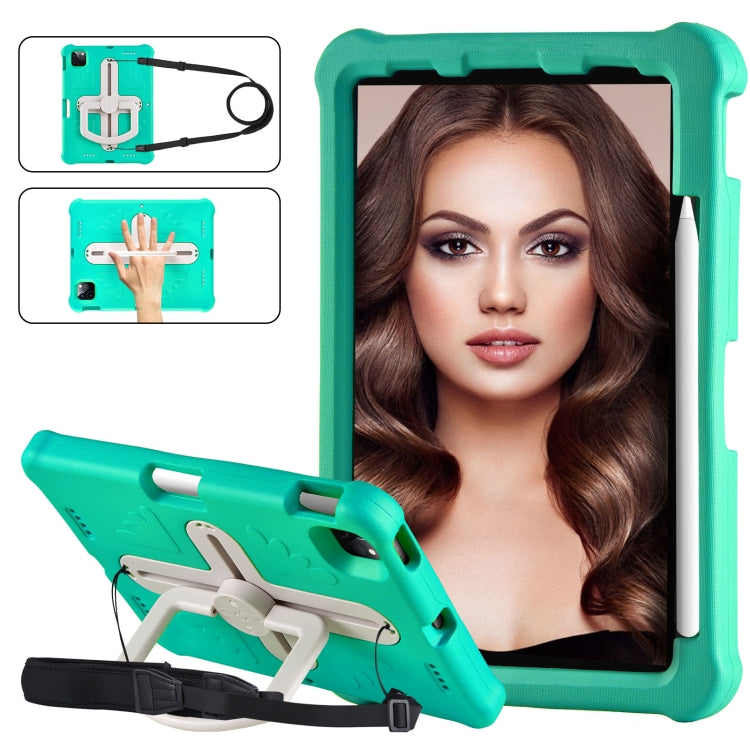 For iPad Pro 11 2025 / 2024 Shield 360 Rotation Handle EVA Shockproof PC Tablet Case(Mint Green Beige) by bashfashion