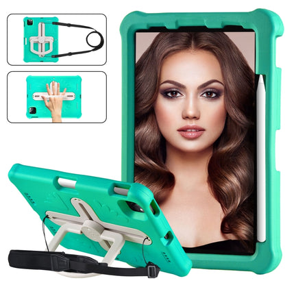 For iPad Pro 11 2025 / 2024 Shield 360 Rotation Handle EVA Shockproof PC Tablet Case(Mint Green Beige) by bashfashion