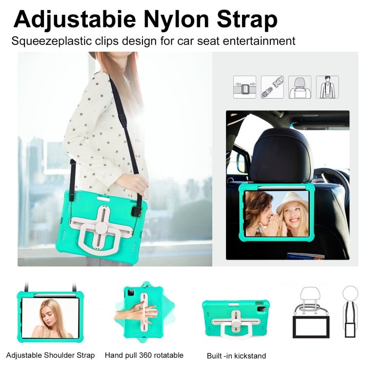 For iPad Pro 11 2025 / 2024 Shield 360 Rotation Handle EVA Shockproof PC Tablet Case(Mint Green Beige) by bashfashion