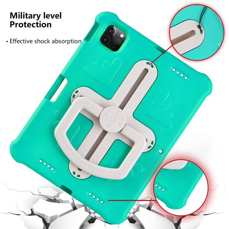 For iPad Pro 11 2025 / 2024 Shield 360 Rotation Handle EVA Shockproof PC Tablet Case(Mint Green Beige) by bashfashion