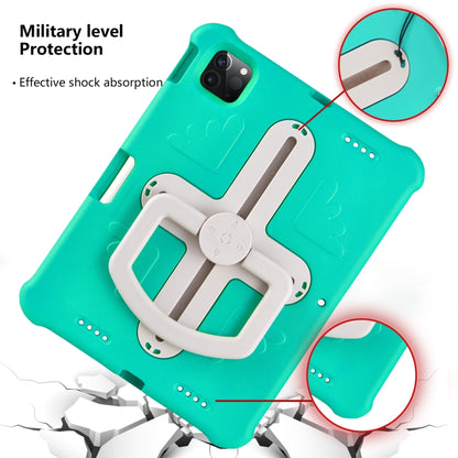 For iPad Pro 11 2025 / 2024 Shield 360 Rotation Handle EVA Shockproof PC Tablet Case(Mint Green Beige) by bashfashion