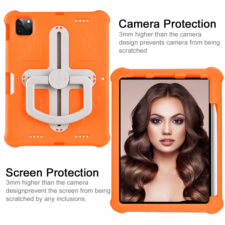 For iPad Pro 11 2025 / 2024 Shield 360 Rotation Handle EVA Shockproof PC Tablet Case(Orange Beige) by bashfashion