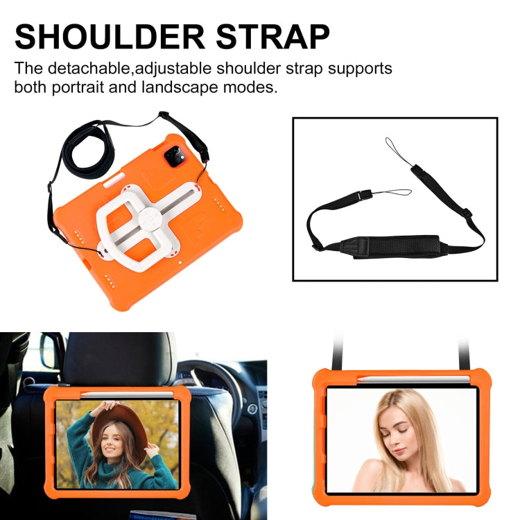 For iPad Pro 11 2025 / 2024 Shield 360 Rotation Handle EVA Shockproof PC Tablet Case(Orange Beige) by bashfashion