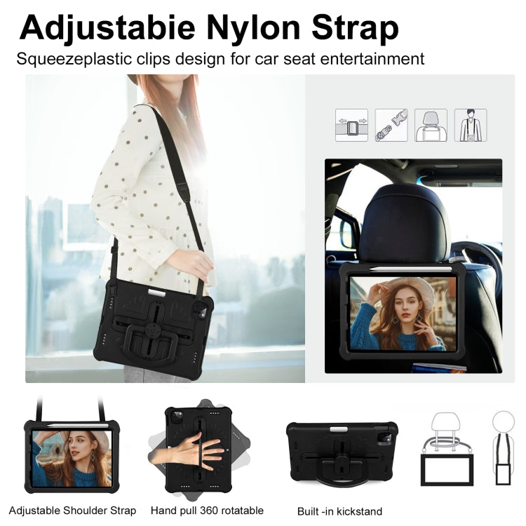 For iPad Air 11 2024 / 2025 Shield 360 Rotation Handle EVA Shockproof PC Tablet Case(Black) by bashfashion