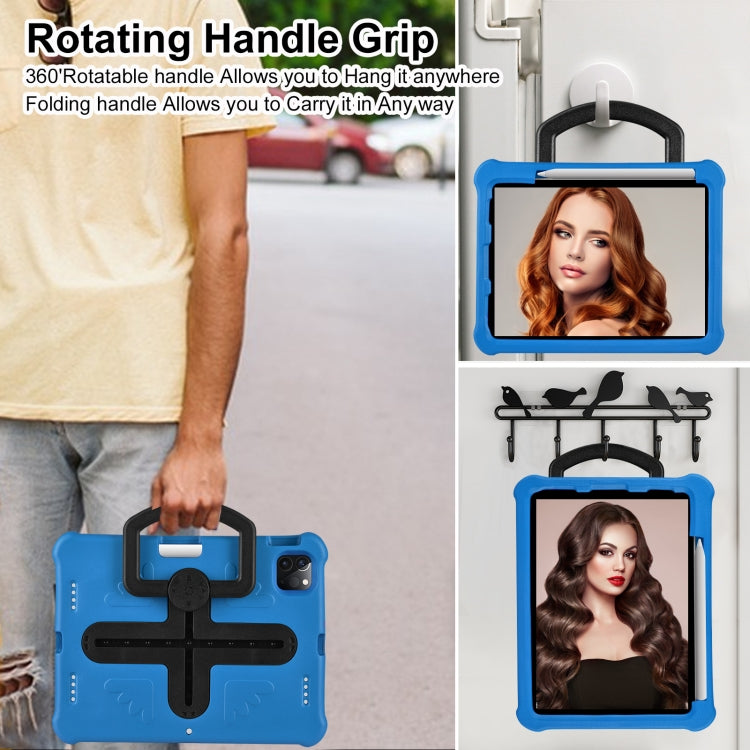 For iPad Air 11 2024 / 2025 Shield 360 Rotation Handle EVA Shockproof PC Tablet Case(Blue Black) by bashfashion