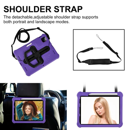 For iPad Air 11 2024 / 2025 Shield 360 Rotation Handle EVA Shockproof PC Tablet Case(Purple Black) by bashfashion