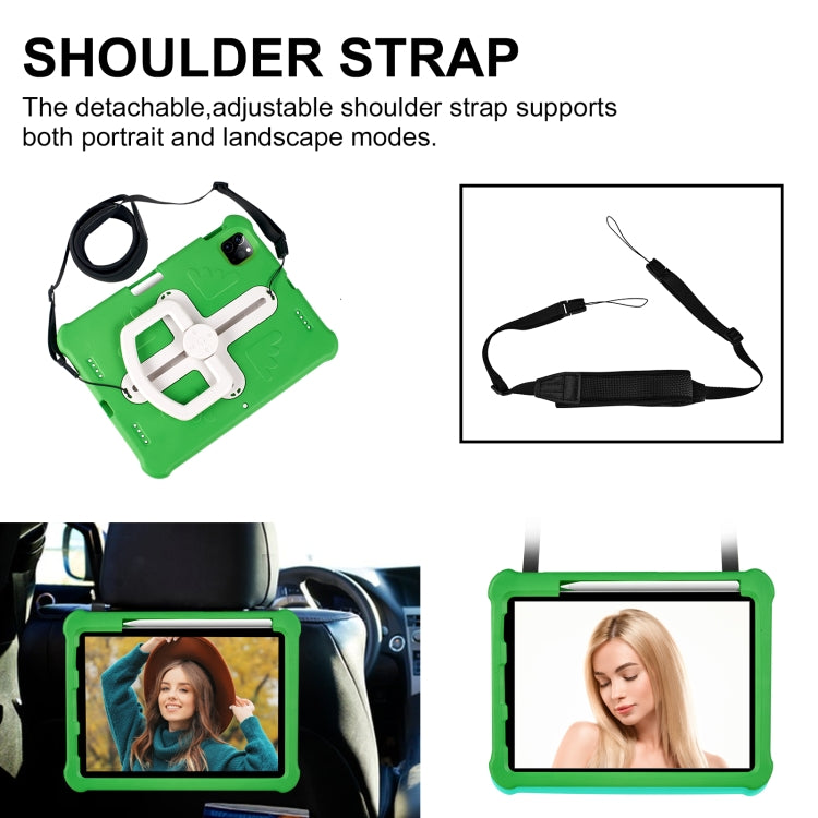 For iPad Air 11 2024 / 2025 Shield 360 Rotation Handle EVA Shockproof PC Tablet Case(Green Beige) by bashfashion