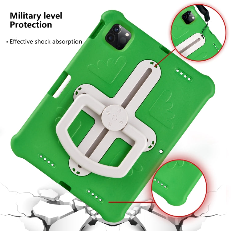 For iPad Air 11 2024 / 2025 Shield 360 Rotation Handle EVA Shockproof PC Tablet Case(Green Beige) by bashfashion