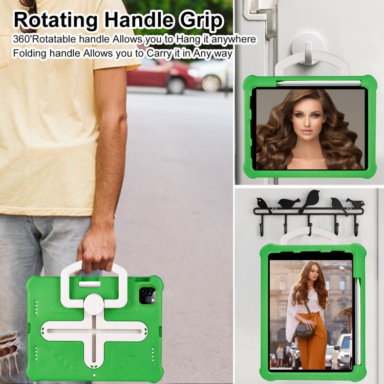 For iPad Air 11 2024 / 2025 Shield 360 Rotation Handle EVA Shockproof PC Tablet Case(Green Beige) by bashfashion