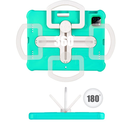 For iPad Air 11 2024 / 2025 Shield 360 Rotation Handle EVA Shockproof PC Tablet Case(Mint Green Beige) by bashfashion