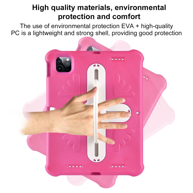 For iPad Air 11 2024 / 2025 Shield 360 Rotation Handle EVA Shockproof PC Tablet Case(Rose Red Beige) by bashfashion
