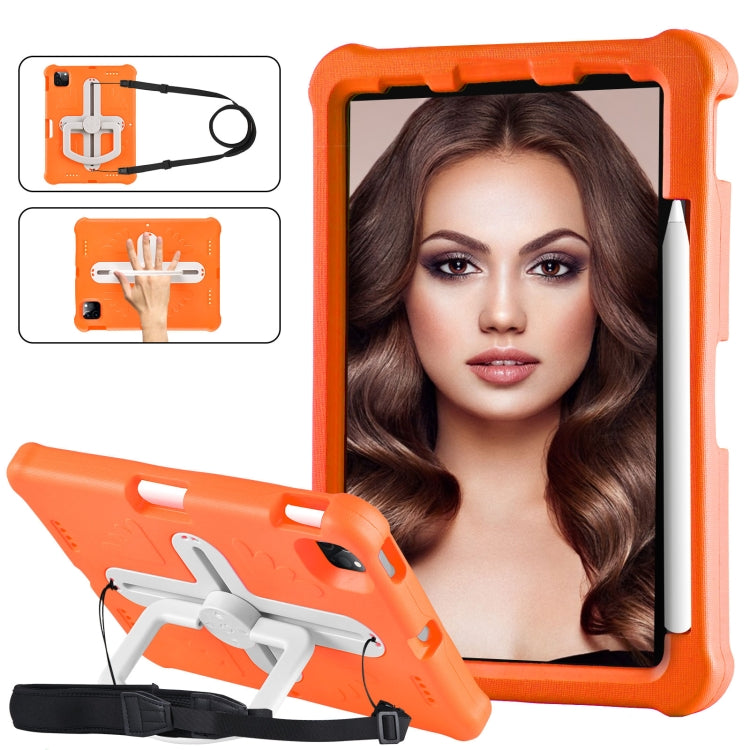 For iPad Air 11 2024 / 2025 Shield 360 Rotation Handle EVA Shockproof PC Tablet Case(Orange Beige) by bashfashion
