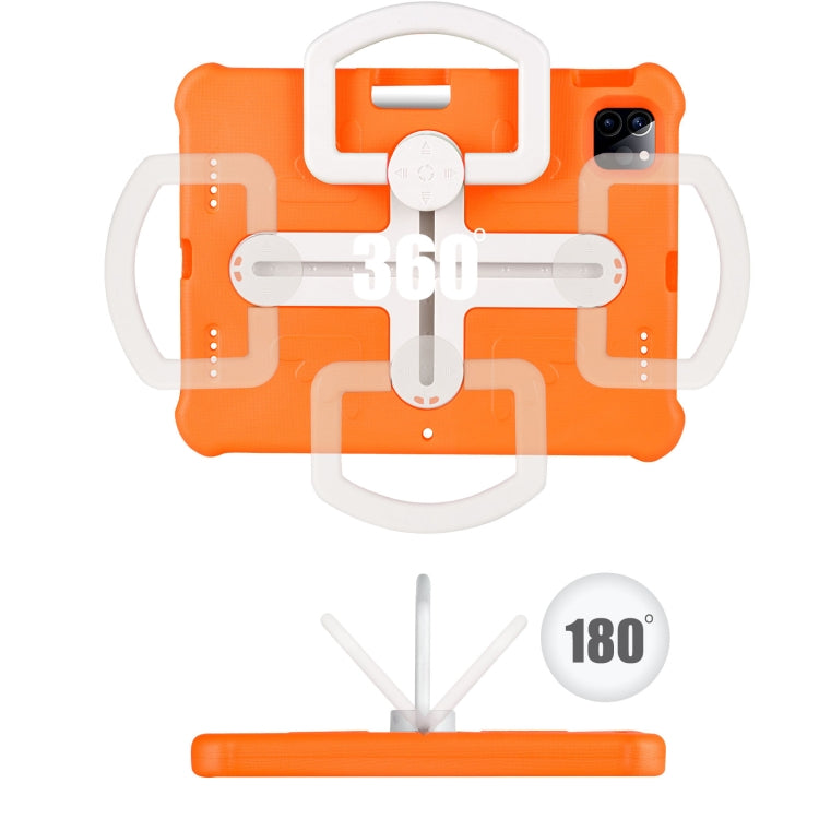 For iPad Air 11 2024 / 2025 Shield 360 Rotation Handle EVA Shockproof PC Tablet Case(Orange Beige) by bashfashion