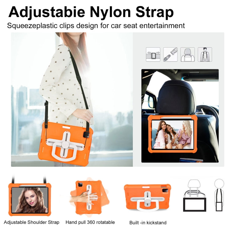 For iPad Air 11 2024 / 2025 Shield 360 Rotation Handle EVA Shockproof PC Tablet Case(Orange Beige) by bashfashion