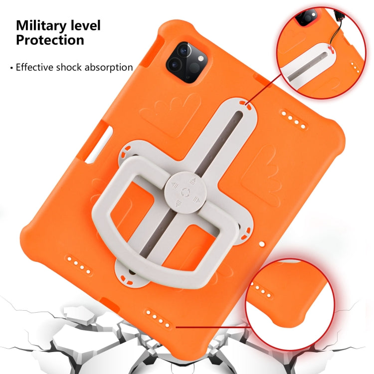 For iPad Air 11 2024 / 2025 Shield 360 Rotation Handle EVA Shockproof PC Tablet Case(Orange Beige) by bashfashion