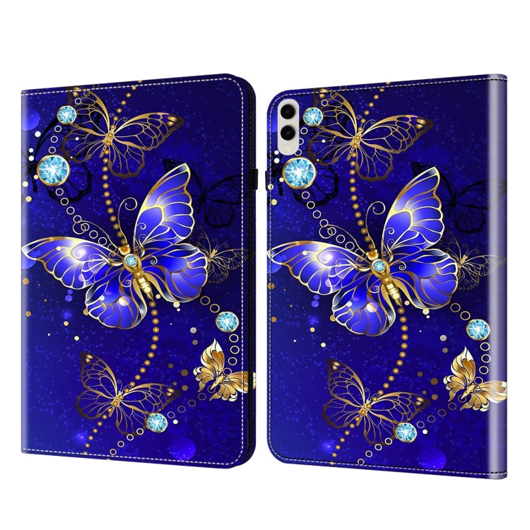 For Samsung Galaxy Tab S9 Ultra Crystal Texture Painted Leather Tablet Case(Diamond Butterflies) by bashfashion