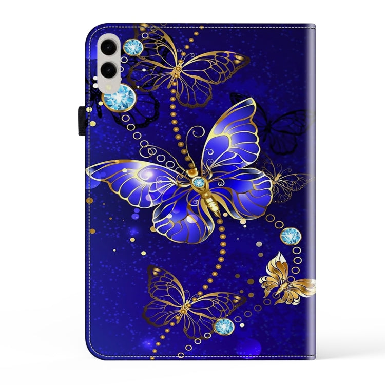 For Samsung Galaxy Tab S9 Ultra Crystal Texture Painted Leather Tablet Case(Diamond Butterflies) by bashfashion