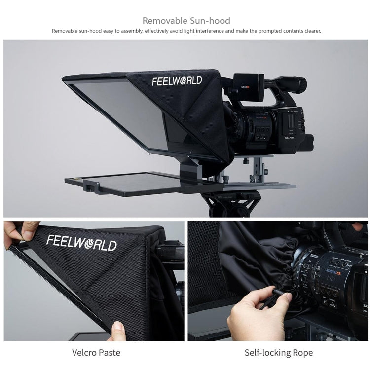 FEELWORLD TP16 16 inch Tablet Horizontal Vertical Prompting Folding Teleprompter, Bluetooth Remote Control(Black) by FEELWORLD