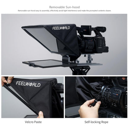 FEELWORLD TP16 16 inch Tablet Horizontal Vertical Prompting Folding Teleprompter, Bluetooth Remote Control(Black) by FEELWORLD