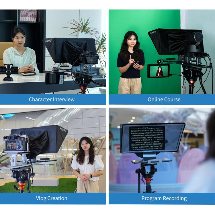 FEELWORLD TP16 16 inch Tablet Horizontal Vertical Prompting Folding Teleprompter, Bluetooth Remote Control(Black) by FEELWORLD