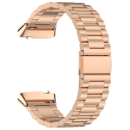 For Redmi Watch 3 Lite / Watch 3 Active Three-bead Metal Stainless Steel Watch Band(Rose Gold) by bashfashion