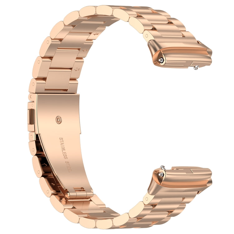 For Redmi Watch 3 Lite / Watch 3 Active Three-bead Metal Stainless Steel Watch Band(Rose Gold) by bashfashion