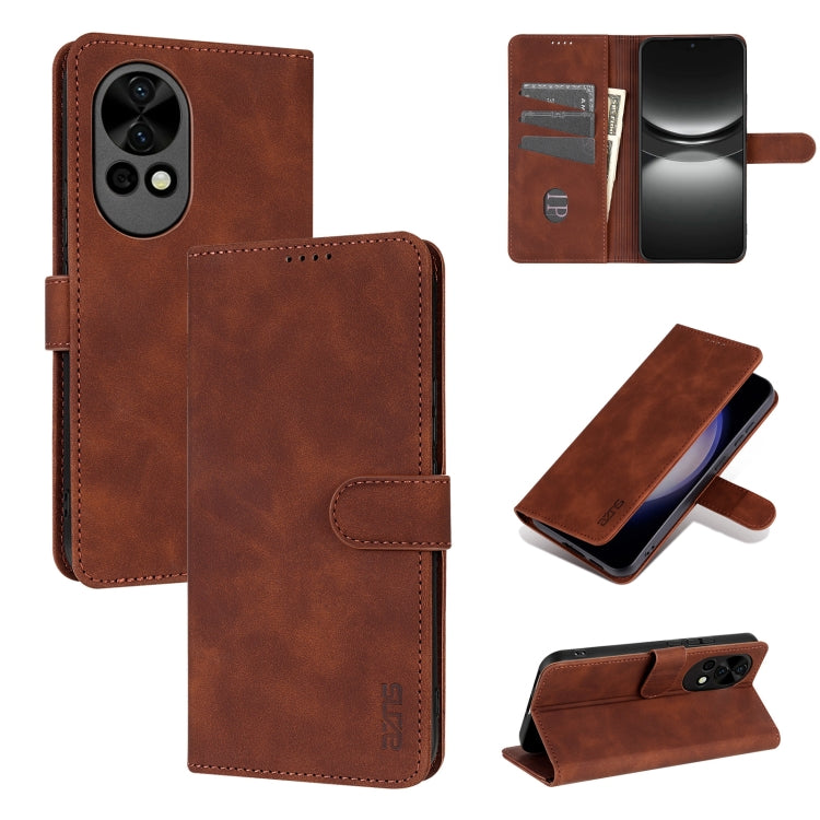 For Huawei nova 12 / nova 13 AZNS Skin Feel Calf Texture Flip Leather Phone Case(Brown) by AZNS