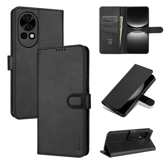 For Huawei nova 12 / nova 13 AZNS Skin Feel Calf Texture Flip Leather Phone Case(Black) by AZNS