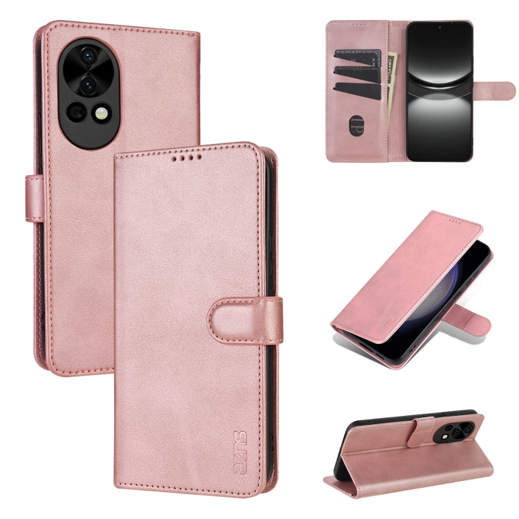 For Huawei nova 12 Pro AZNS Skin Feel Calf Texture Flip Leather Phone Case(Rose Gold) by AZNS