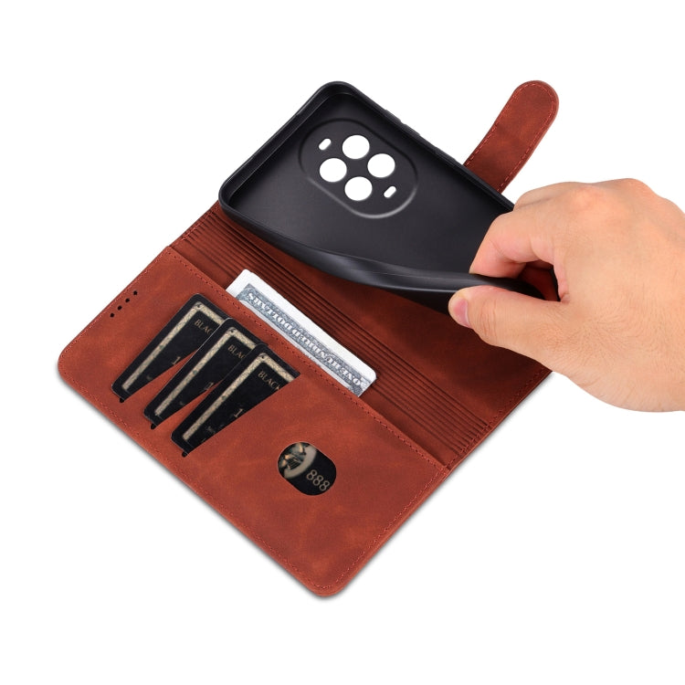 For Huawei nova 13 Pro AZNS Skin Feel Calf Texture Flip Leather Phone Case(Brown) by AZNS