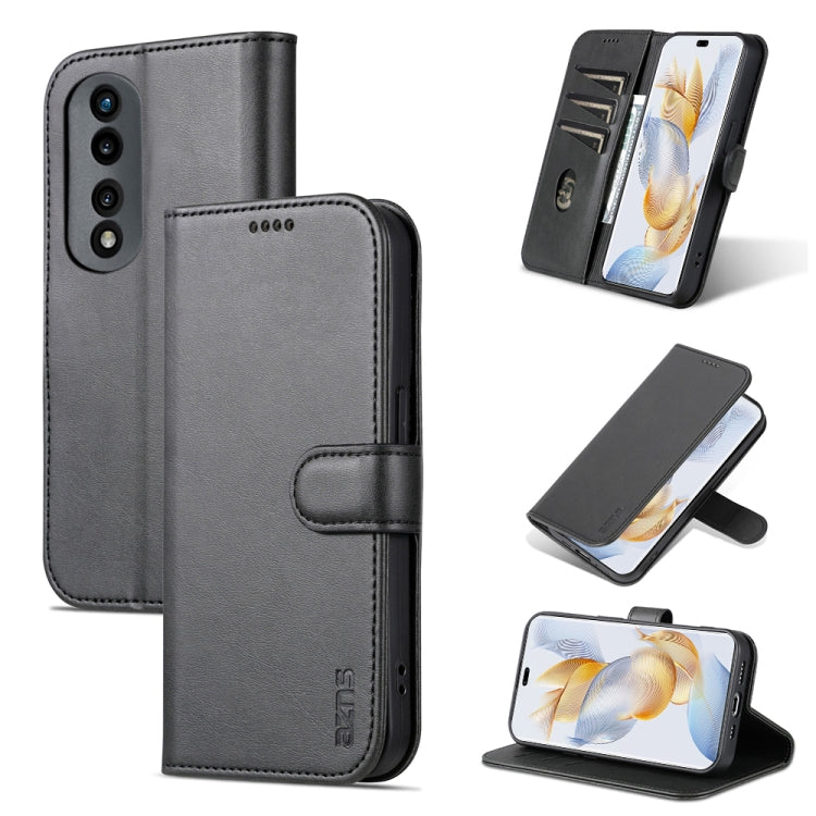 For Honor 90 AZNS Skin Feel Calf Texture Flip Leather Phone Case(Black) by AZNS