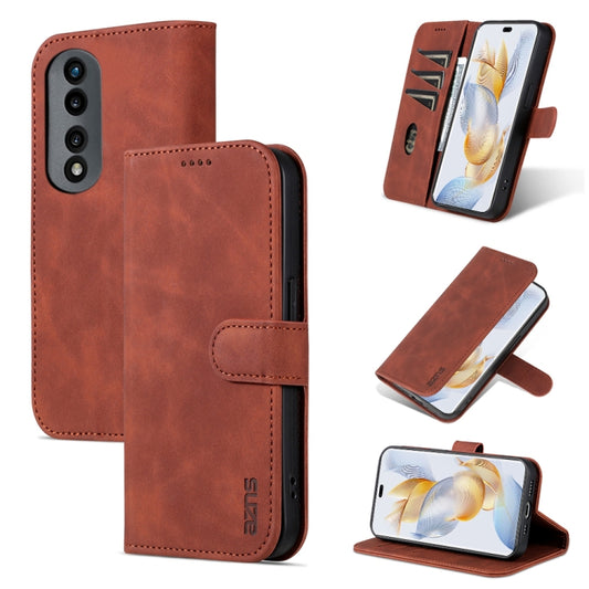For Honor 90 Pro AZNS Skin Feel Calf Texture Flip Leather Phone Case(Brown) by AZNS