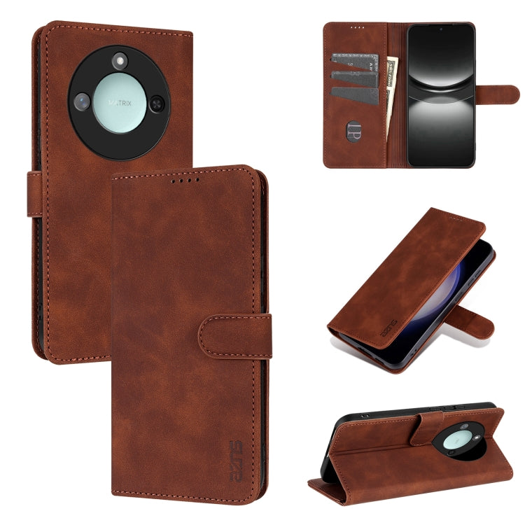 For Honor X60 AZNS Skin Feel Calf Texture Flip Leather Phone Case(Brown) by AZNS