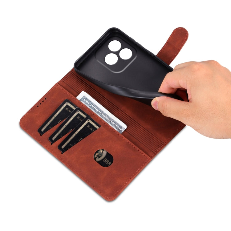 For Honor X60i AZNS Skin Feel Calf Texture Flip Leather Phone Case(Brown) by AZNS